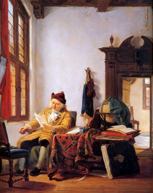 Merchant at a table near window